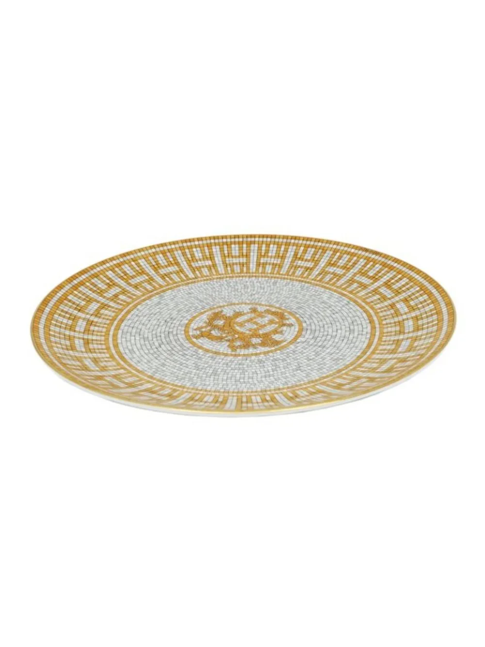Hermes Dessert Plate Mosaic Vanquatre Gold Pottery Accessories